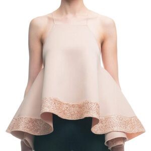 Muehleder Catherine Women's X Back Flare Top Nude Glitter